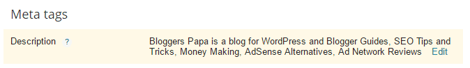 Meta Description Tags of Blogger